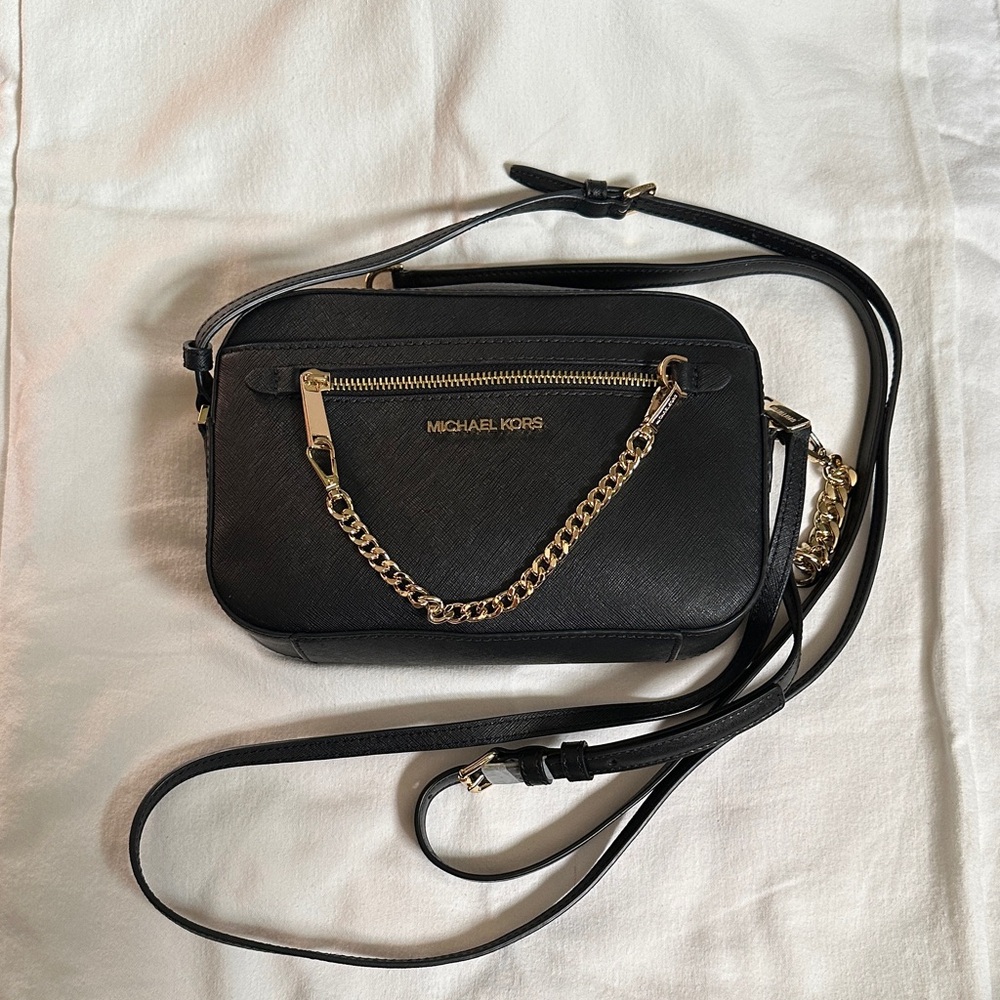 Michael Kors Black Crossbody Bag with Gold Chain